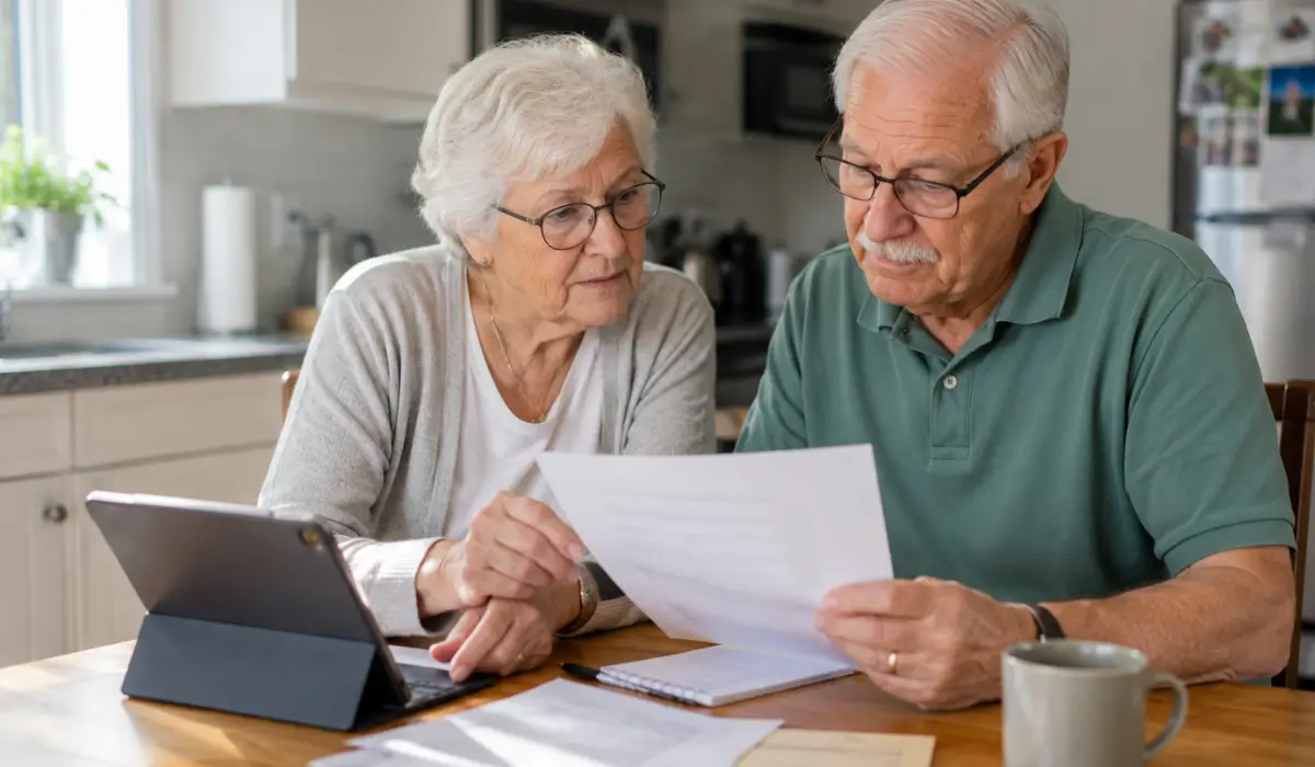 Senior Couple Reviewing Final Expense Insurance Coverage Options