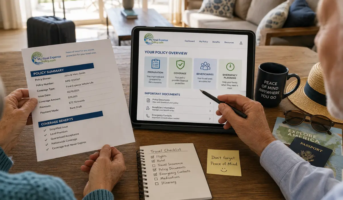 Final Expense Insurance helps senior travelers review coverage documents and emergency plans before summer trips and vacations.